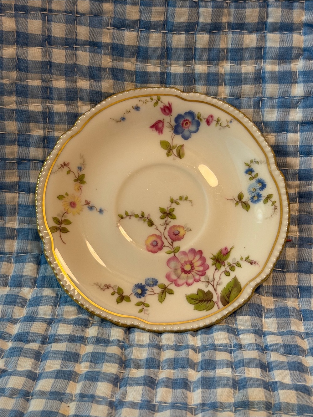 Castleton China Sunnyvale Floral Gold Trim Saucer 5in Round Glossy USA